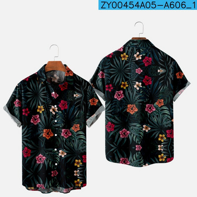 Meeste moe suvine T-särk Hawaii 3D-printimine Mugav vabaaja ühe nupuga särk lühikeste varrukatega rannas suures suuruses polo kaelusega särk