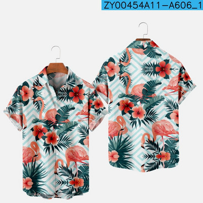 Meeste moe suvine T-särk Hawaii 3D-printimine Mugav vabaaja ühe nupuga särk lühikeste varrukatega rannas suures suuruses polo kaelusega särk