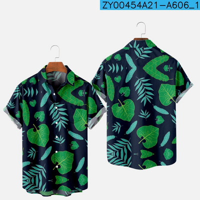 Meeste moe suvine T-särk Hawaii 3D-printimine Mugav vabaaja ühe nupuga särk lühikeste varrukatega rannas suures suuruses polo kaelusega särk