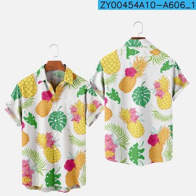 Meeste moe suvine T-särk Hawaii 3D-printimine Mugav vabaaja ühe nupuga särk lühikeste varrukatega rannas suures suuruses polo kaelusega särk