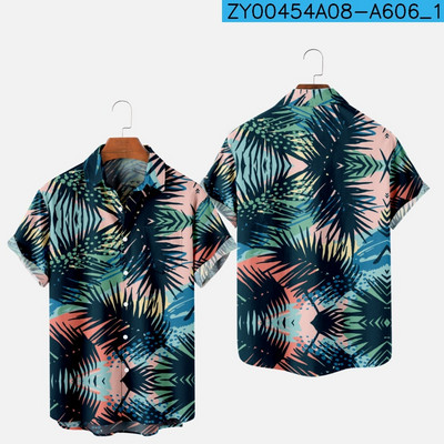 Meeste moe suvine T-särk Hawaii 3D-printimine Mugav vabaaja ühe nupuga särk lühikeste varrukatega rannas suures suuruses polo kaelusega särk