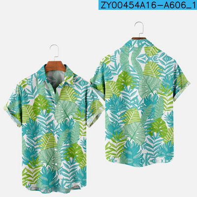 Meeste moe suvine T-särk Hawaii 3D-printimine Mugav vabaaja ühe nupuga särk lühikeste varrukatega rannas suures suuruses polo kaelusega särk