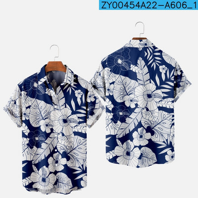 Meeste moe suvine T-särk Hawaii 3D-printimine Mugav vabaaja ühe nupuga särk lühikeste varrukatega rannas suures suuruses polo kaelusega särk