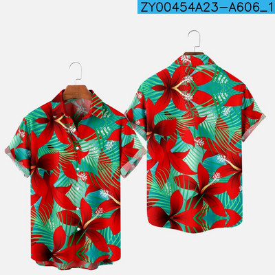 Meeste moe suvine T-särk Hawaii 3D-printimine Mugav vabaaja ühe nupuga särk lühikeste varrukatega rannas suures suuruses polo kaelusega särk