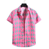 Roosa lilleline Hawaii särk Meeste Chemise Homme 2022 suvine uus lühikeste varrukatega ranna Aloha särgid Meeste vabaaja nööbiga särk meeste XXL