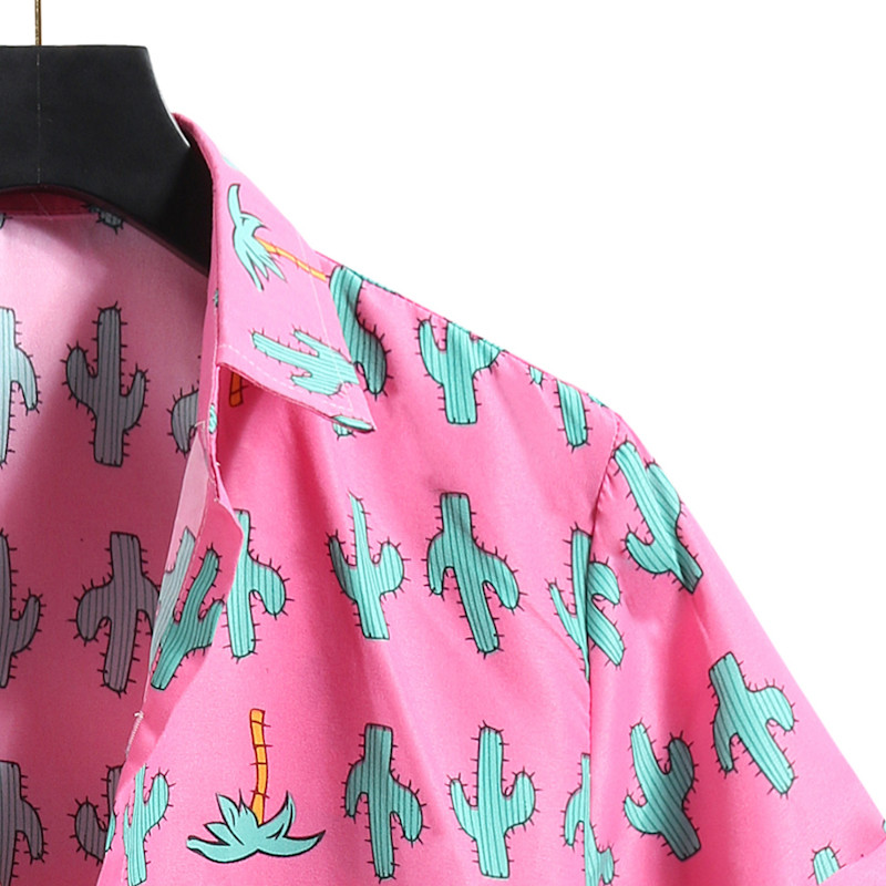 Roosa lilleline Hawaii särk Meeste Chemise Homme 2022 suvine uus lühikeste varrukatega ranna Aloha särgid Meeste vabaaja nööbiga särk meeste XXL