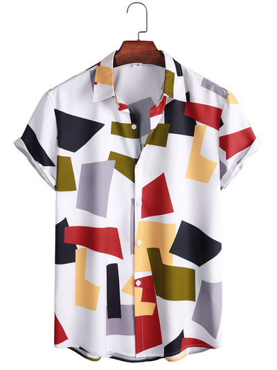Ανδρικά ρούχα 2022 Ψηφιακή εκτύπωση Ανδρικά πουκάμισα καλοκαιρινά Νέα γεωμετρικά πουκάμισα Ανδρικά πουκάμισα casual κοντά μανίκια