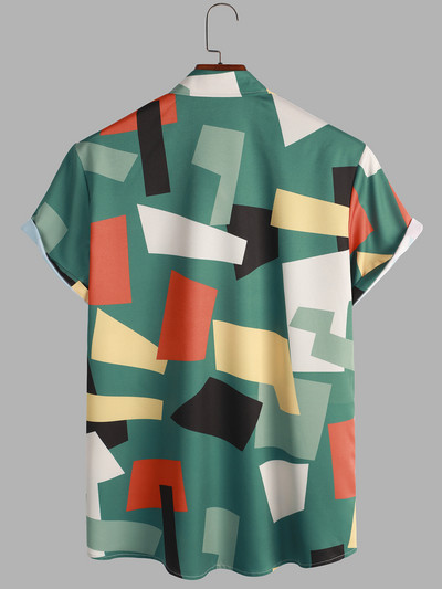 Ανδρικά ρούχα 2022 Ψηφιακή εκτύπωση Ανδρικά πουκάμισα καλοκαιρινά Νέα γεωμετρικά πουκάμισα Ανδρικά πουκάμισα casual κοντά μανίκια