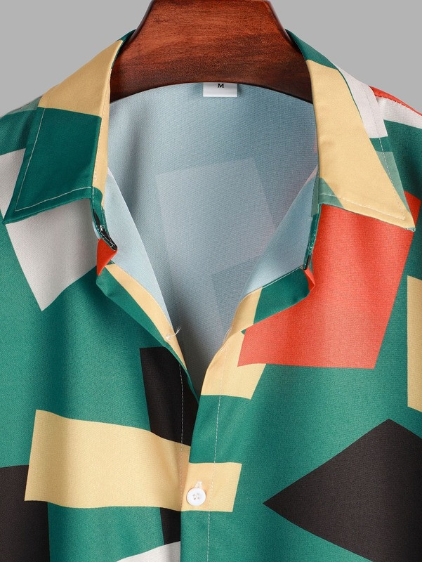 Ανδρικά ρούχα 2022 Ψηφιακή εκτύπωση Ανδρικά πουκάμισα καλοκαιρινά Νέα γεωμετρικά πουκάμισα Ανδρικά πουκάμισα casual κοντά μανίκια