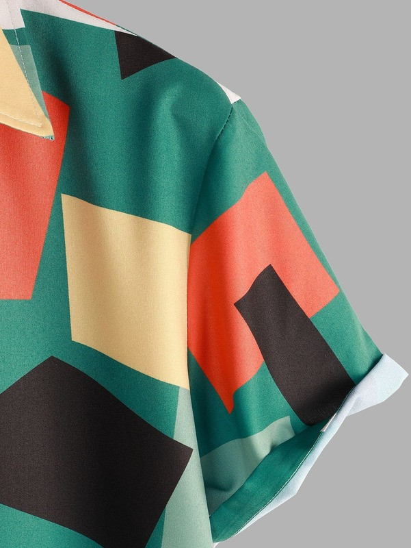 Ανδρικά ρούχα 2022 Ψηφιακή εκτύπωση Ανδρικά πουκάμισα καλοκαιρινά Νέα γεωμετρικά πουκάμισα Ανδρικά πουκάμισα casual κοντά μανίκια