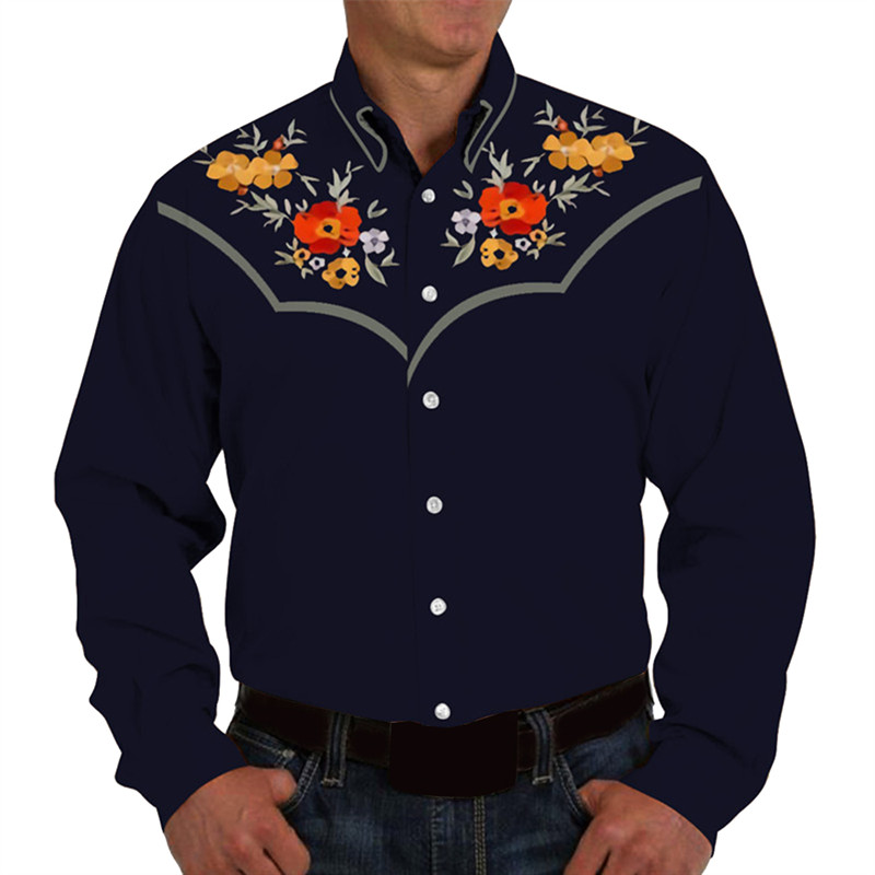 Lääne hõimude etnilise stiili reväärid meeste vabaaja spordialad väljas tänava pikkade varrukatega nööpülikond revääriga riided 2023 uus kuum müük