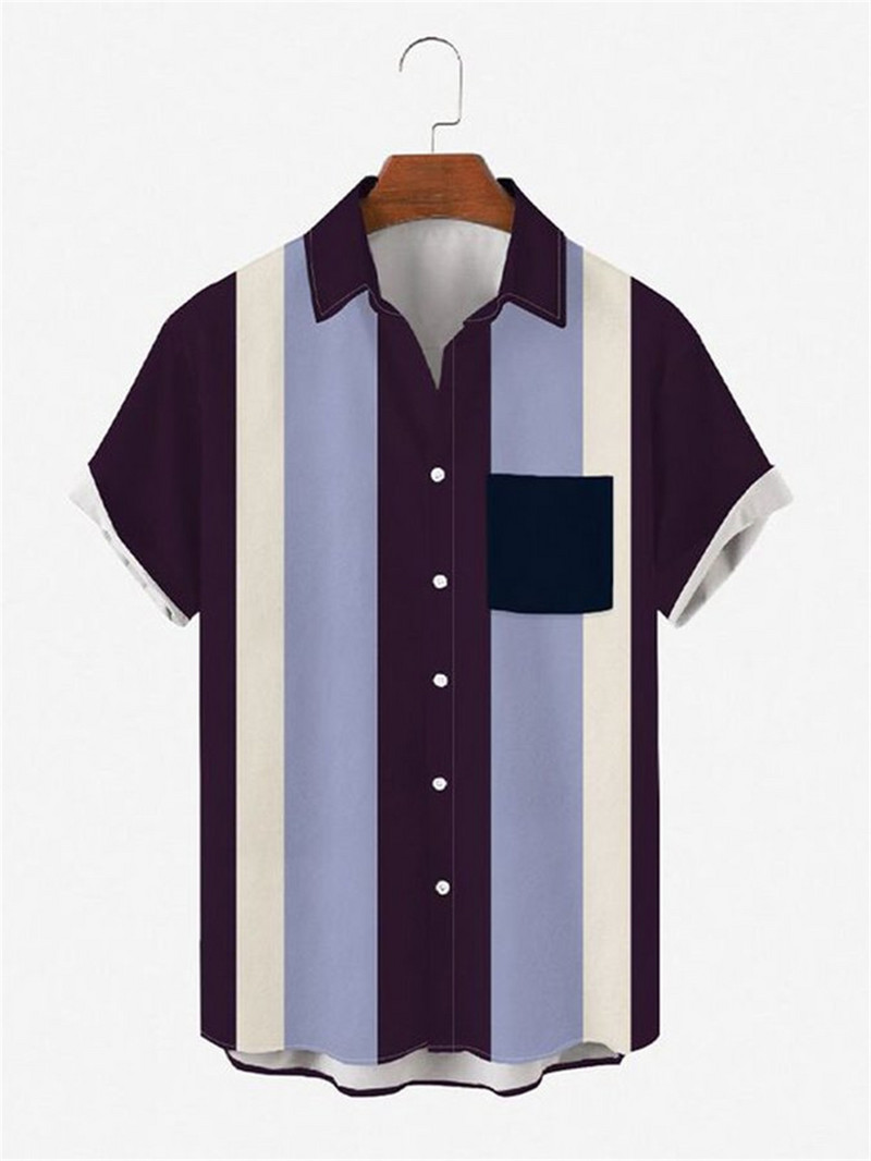 Jauns balts, melns Creative Beach Hot Sale 2022. gada 3D Digitāli apdrukāts svītrains ikdienas Solapa krekls ar īsām piedurknēm S — 5xl