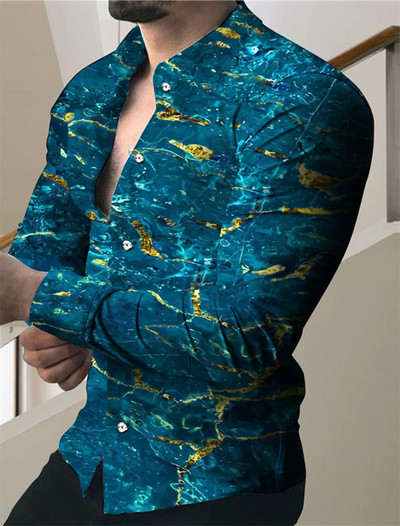 Prom Fashion Luksuslik sotsiaalne meeste särk nööbiga polosärk Casual Western Print Top Meeste ballikardigan top Plus S-6XL