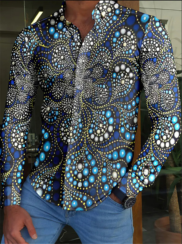 Prom Fashion Luksuslik sotsiaalne meeste särk nööbiga polosärk Casual Western Print Top Meeste ballikardigan top Plus S-6XL