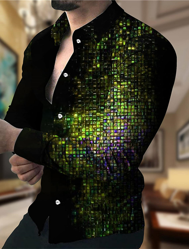 Prom Fashion Luksuslik sotsiaalne meeste särk nööbiga polosärk Casual Western Print Top Meeste ballikardigan top Plus S-6XL