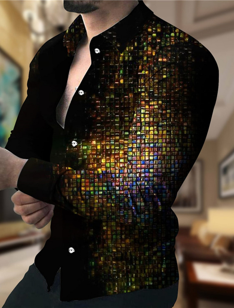 Prom Fashion Luksuslik sotsiaalne meeste särk nööbiga polosärk Casual Western Print Top Meeste ballikardigan top Plus S-6XL