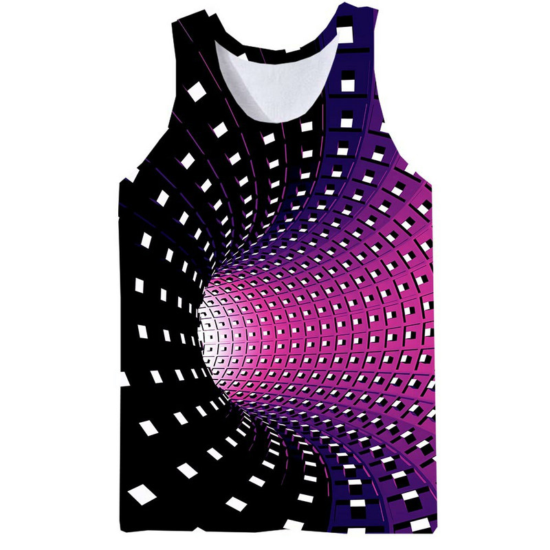 Ανδρική μπλούζα σκουληκότρυπας Whirlpool 3D εκτύπωσης ψυχεδελική τρύπα χωρίς μανίκια επάνω γραφικό γιλέκο