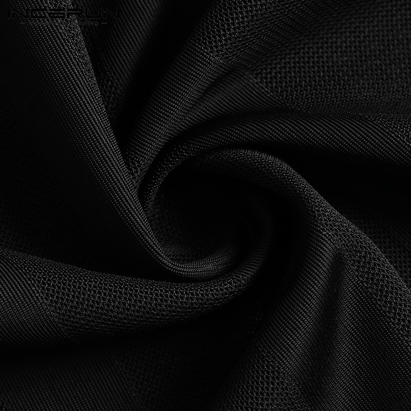 INCERUN Moodne triibuline seksikas särk Meeste läbipaistev lühikeste varrukatega nööpidega topid, läbipaistvad peol ööklubi meeste särgid 2023 S-5XL