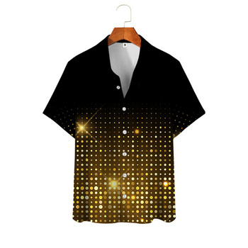 Парти луксозна мъжка лятна риза с къс ръкав Golden Polka Dot ​Digital Printing Ежедневна улична европейска мъжка риза Горнища S-4XL