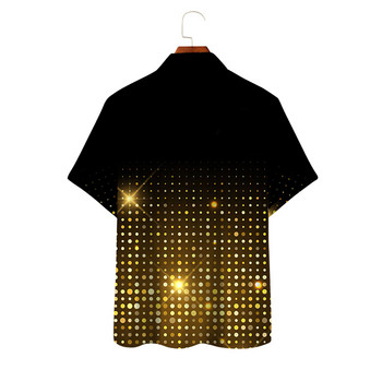 Парти луксозна мъжка лятна риза с къс ръкав Golden Polka Dot ​Digital Printing Ежедневна улична европейска мъжка риза Горнища S-4XL