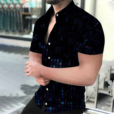 Ballīte Luksusa vīriešu vasaras krekls ar īsām piedurknēm Zelta punktveida Digitālā apdruka Ikdienas ielas Eiropas vīriešu kreklu topi S-4XL