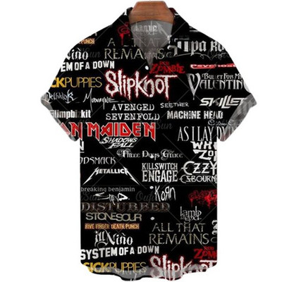 2022-es új férfi rövid ujjú hawaii ing Us 66 Route 3D nyomtatással túlméretezett hip-hop ing Rock Style Resort alkalmi ing férfi női