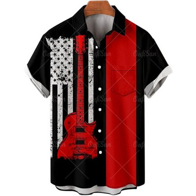 2022-es új férfi rövid ujjú hawaii ing Us 66 Route 3D nyomtatással túlméretezett hip-hop ing Rock Style Resort alkalmi ing férfi női