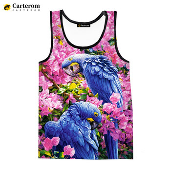 2023 Нова мода Parrot 3D печатни потници Мъже Жени Летни ежедневни ризи без ръкави Хип-хоп Streetwear Големи тениски