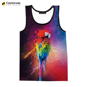 2023 New Fashion Parrot 3D τυπωμένα μπλουζάκια ανδρικά γυναικεία καλοκαιρινά αμάνικα πουκάμισα Hip hop Streetwear Oversized μπλουζάκια μπλουζάκια