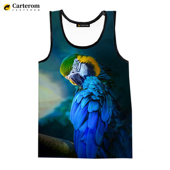 2023 Нова мода Parrot 3D печатни потници Мъже Жени Летни ежедневни ризи без ръкави Хип-хоп Streetwear Големи тениски