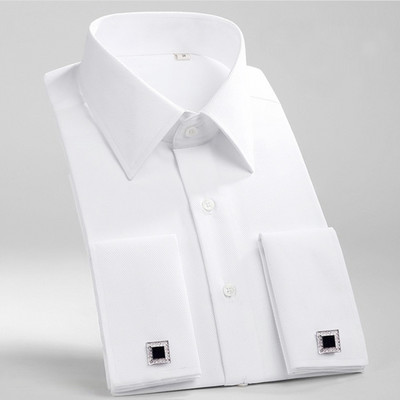 Ανδρικό πουκάμισο με μακρυμάνικο γαλλικό φόρεμα με κανονική εφαρμογή, επίσημο επαγγελματικό πουκάμισο με μανικετόκουμπα για πάρτι