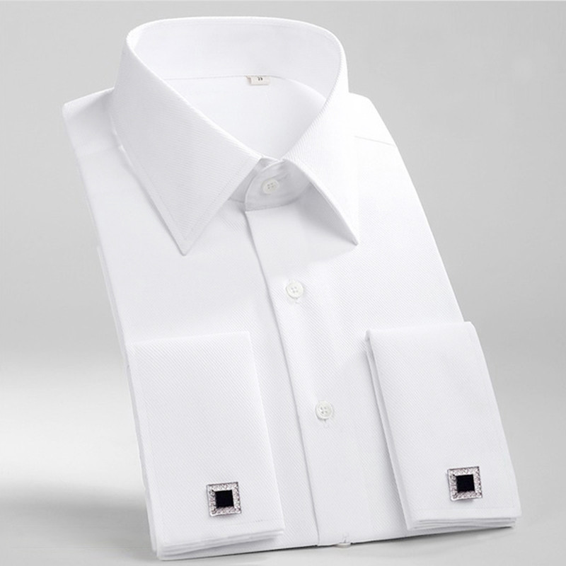 Ανδρικό πουκάμισο με μακρυμάνικο γαλλικό φόρεμα με κανονική εφαρμογή, επίσημο επαγγελματικό πουκάμισο με μανικετόκουμπα για πάρτι