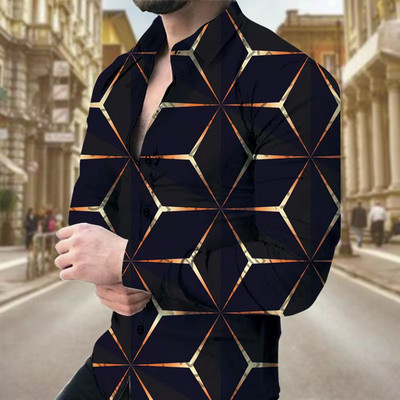 2023. g. vīriešu apģērbs ziedu raksts T-krekls ar atloku krekls modes tendence aktuāla izpārdošana, jauns retro neformāls vīriešu liela izmēra