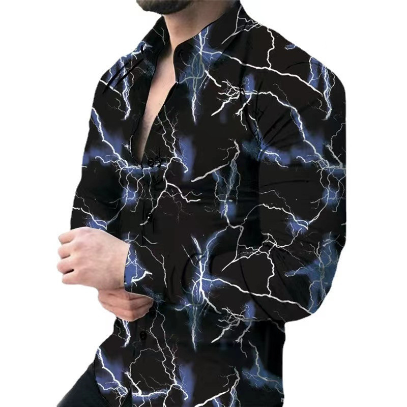 2023. g. vīriešu apģērbs ziedu raksts T-krekls ar atloku krekls modes tendence aktuāla izpārdošana, jauns retro neformāls vīriešu liela izmēra