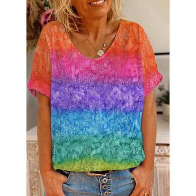 Tricou cu mânecă scurtă Harajuku, colorat, cu mânecă scurtă, imprimat 3D, trend casual, cu mânecă scurtă