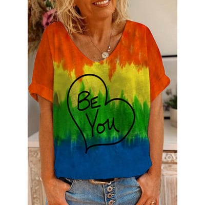 Tricou cu mânecă scurtă Harajuku, colorat, cu mânecă scurtă, imprimat 3D, trend casual, cu mânecă scurtă