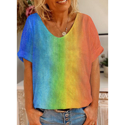 Tricou cu mânecă scurtă Harajuku, colorat, cu mânecă scurtă, imprimat 3D, trend casual, cu mânecă scurtă