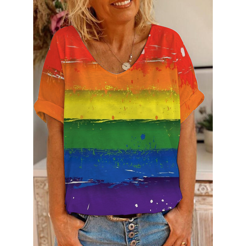 Tricou cu mânecă scurtă Harajuku, colorat, cu mânecă scurtă, imprimat 3D, trend casual, cu mânecă scurtă