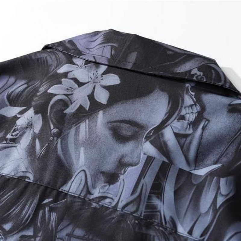Harajuku Μπλούζες Ανδρικά Gothic Grunge Vintage Oversized κοντομάνικα πουκάμισα Chic print Top Streetwear Hip Hop