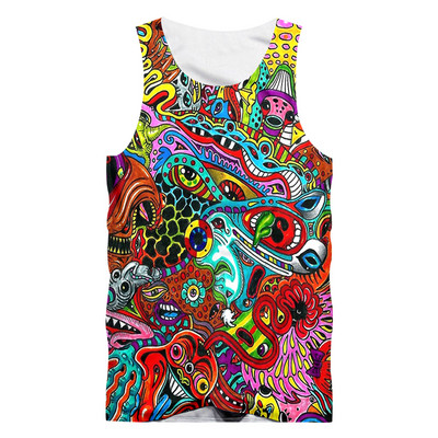 CJLM spalvoto rašto lapų dramblio viršaus vyriški gatvės drabužiai be rankovių sublimacinė hiphopo mados liemenė