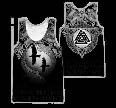 Valknut Dragon Tattoo Pattern 3D Printed Vīriešu veste Vasaras Harajuku T-krekls Bez piedurknēm Unisex Ikdienas poliestera topi BX-046