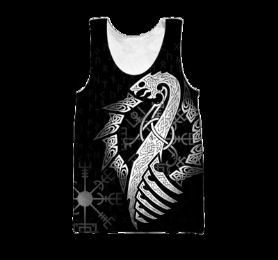 Valknut Dragon Tattoo Pattern 3D Printed Vīriešu veste Vasaras Harajuku T-krekls Bez piedurknēm Unisex Ikdienas poliestera topi BX-046