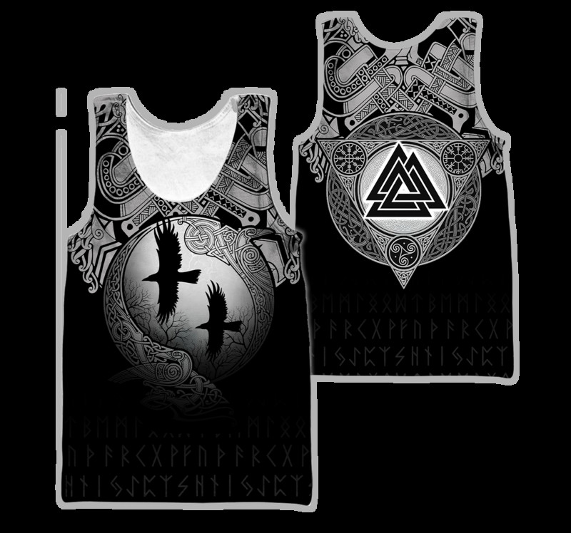 Valknut Dragon Tattoo Pattern 3D Printed Vīriešu veste Vasaras Harajuku T-krekls Bez piedurknēm Unisex Ikdienas poliestera topi BX-046