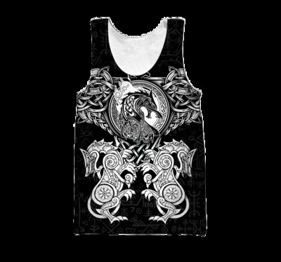 Symbol Valknut Odin Tetovanie Raven 3D Potlačená pánska vesta Harajuku Módne tričko bez rukávov Letné street Unisex tielka BX-005