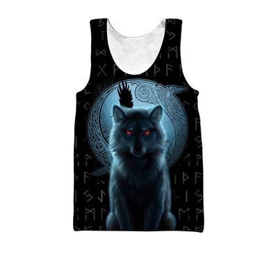Symbol Valknut Odin Tetovanie Raven 3D Potlačená pánska vesta Harajuku Módne tričko bez rukávov Letné street Unisex tielka BX-005