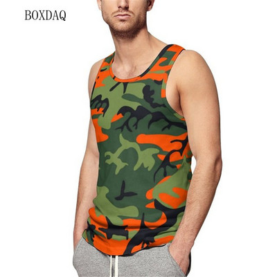 Tancuri Camo pentru bărbați, vară, fără mâneci, antrenament, fitness, ocazional, vestă 3D, imprimat cu camuflare, sport, sală, alergare, pentru bărbați, plus mărime 6XL