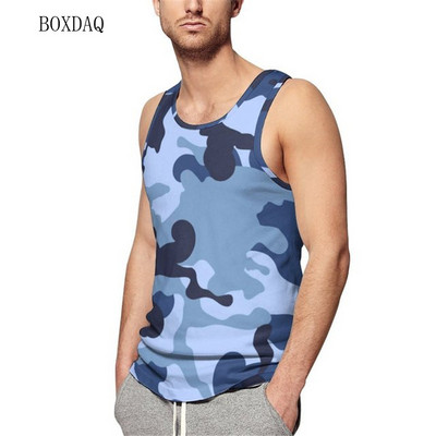 Tancuri Camo pentru bărbați, vară, fără mâneci, antrenament, fitness, ocazional, vestă 3D, imprimat cu camuflare, sport, sală, alergare, pentru bărbați, plus mărime 6XL