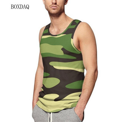 Tancuri Camo pentru bărbați, vară, fără mâneci, antrenament, fitness, ocazional, vestă 3D, imprimat cu camuflare, sport, sală, alergare, pentru bărbați, plus mărime 6XL