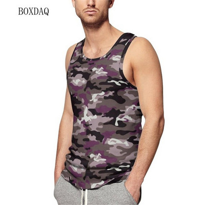 Tancuri Camo pentru bărbați, vară, fără mâneci, antrenament, fitness, ocazional, vestă 3D, imprimat cu camuflare, sport, sală, alergare, pentru bărbați, plus mărime 6XL