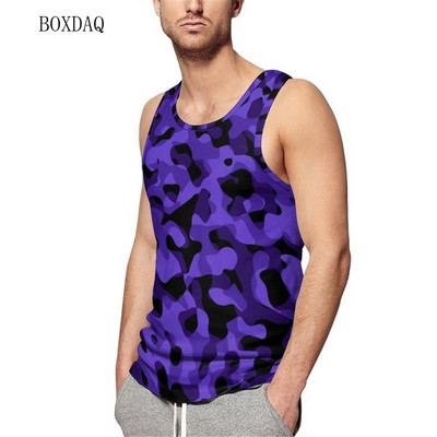 Tancuri Camo pentru bărbați, vară, fără mâneci, antrenament, fitness, ocazional, vestă 3D, imprimat cu camuflare, sport, sală, alergare, pentru bărbați, plus mărime 6XL